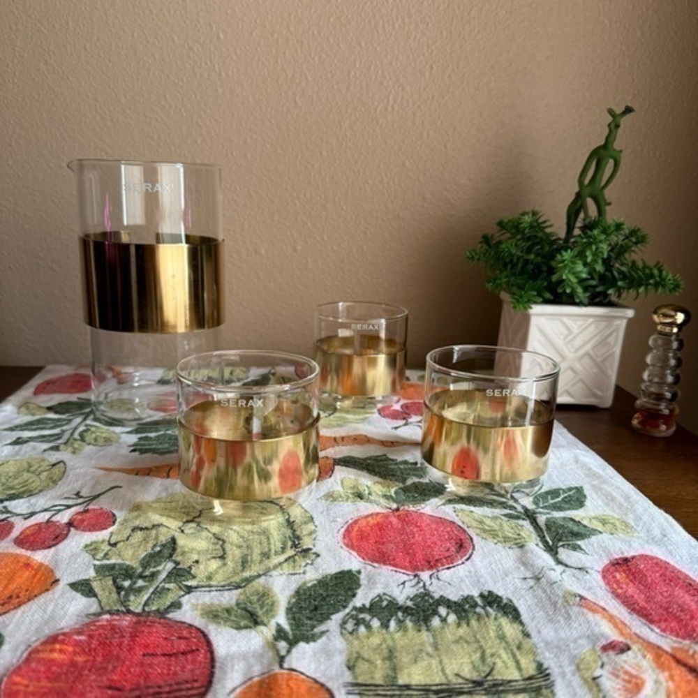 Serax clear and gold cuffed set of 3 miniature glasses